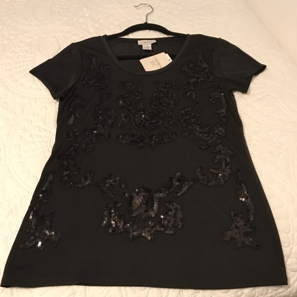 Carmen Marc Valvo sequin top